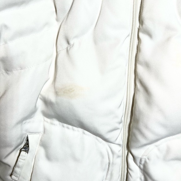 Cream white puffer coat with faux fur lined hood. Size Med. Super cute & cozy. - Picture 3 of 14